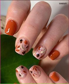 Fall Thanksgiving Nails, Festive Nails, Orange Nail Designs, Unghie Nail Art, Autumn Nail, November Nails