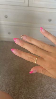 #nails #nailart #pink #leopard Nail Idea Aesthetic, Dot Nails Acrylic, Cute Trendy Nail Ideas, Pink Nails With Leopard Print, Nail Inspo Baby Pink, Aethstetic Nails, Short Almond Gel X Nail Designs, Fun Nails 2024