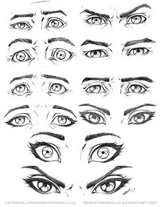 an image of different eyes and eyebrows