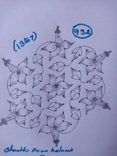 a drawing of flowers with numbers on them