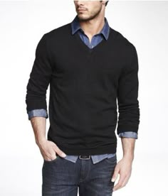 men's fashion Black Sweater Outfit Men, Basic Fashion, New Mens Fashion, Men's Outfits, Sharp Dressed Man, Fashion Casual Outfits, Well Dressed Men, Mens Clothes, Mens Fashion Suits