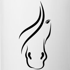 a horse's head is shown in black on a white background