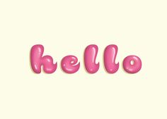 the word hello spelled in pink on a white background