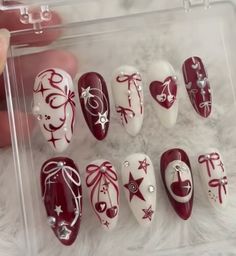 Christmas Y2k Nails, Nail Art Characters, Red Hello Kitty Nails, Paznokcie Hello Kitty, Nail Art Salon, Nails Press, Hello Kitty Nails, Dope Makeup