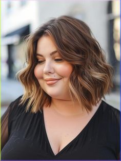 Discover the hottest haircuts for plus size in 2024, including layered bobs, textured pixies, and voluminous curls. Tailored to flatter and enhance, these styles are perfect for expressing personal style and boosting confidence. Explore our guide to find your next great haircut! Textured Bob Plus Size, Long Bob Hairstyles Plus Size, Short Bob Hairstyles Plus Size, Bob Cuts For Plus Size Women, Wavy Bob Plus Size, Plus Size Bob Haircut Round Faces, Short Haircuts For Women Plus Size, Plus Size Woman Haircut, Fun Haircuts For Women Round Faces