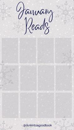 the front cover of a book with snowflakes on it and text reading january reads