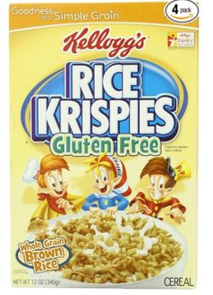 rice krispies gluten free cereal box with two children in the background on display