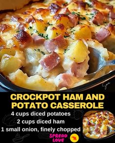 Crockpot Ham and Potato Casserole Recipes With Diced Ham, Crockpot Ham And Potatoes, Ham And Potatoes, Ham And Cheese Casserole, Ham Casserole Recipes, Cheesy Ranch Potatoes, Ham And Potato Casserole, Mexican Casserole Recipe, Ham Dinner