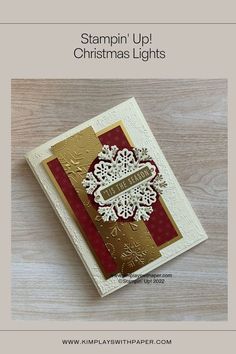 a christmas card with the words stampin'up christmas lights written in gold and red