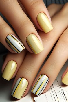 Yellow Nail Art, Yellow Nails Design, Yellow Nail, Hello Nails, Fancy Nails Designs, Nails 2024, Neutral Nails, 2024 Trends, Yellow Nails