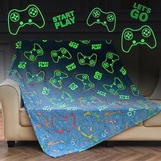 Buy Gaming Blanket Glow in The Dark for Girls Boys - Gamer Room Decor for Night Light Up Game Controller Throw Toy for Adult Kids Christmas Valentines Day Birthday Gifts for Age 2-10 Year Old 189 Boys Gamer Room, Gamer Room Decor, Fuzzy Blanket, Gaming Controller, Blue Wreath, Stained Glass Window Hanging, Video Gaming