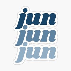 sticker with the words, i am jum and jn in blue letters