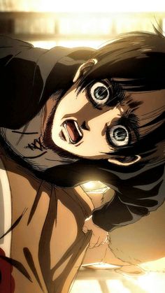 an anime character with big eyes and dark hair