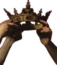 two hands holding up a crown on top of each other