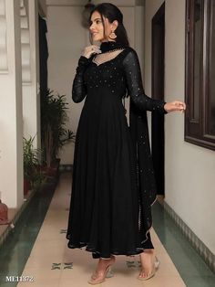 Kurti Long, Palazzo Kurti, Stitched Kurti, Shalwar Suit, Desi Clothing, Suit Punjabi, Black Anarkali, Long Anarkali, Dupatta Set