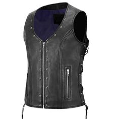 Punk Bikers Eyelet Leather Waistcoat | Women Gothic Vest Jackethunt Harley Davidson Jackets Women, Waistcoat Women, Women Leather Vest, Cafe Racer Leather Jacket, Leather Biker Vest, Shearling Jacket Women, Waistcoat Woman, Leather Waistcoat, Studded Leather Jacket