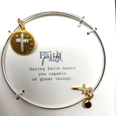 New In Box. " Having Faith Makes You Capable Of Great Things.". Retail $20 Having Faith, Michael Kors Bracelet, Lucky Charm Bracelet, Essential Oil Diffuser Bracelet, Metal Cuff Bracelet, Bow Bracelet, Crystal Bangle, Diffuser Bracelets, Handbag Charms