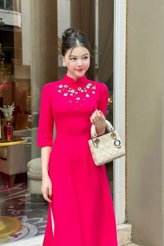 Very elegant design Elegant Pink Ao Dai With Floral Embroidery, Elegant Ao Dai With Floral Embroidery For Spring, Elegant Embroidered Ao Dai For Summer, Elegant Ao Dai With Floral Embroidery For Festive Season, Elegant Floral Embroidered Ao Dai For Summer, Formal Spring Embroidered Ao Dai, Formal Embroidered Ao Dai For Spring, Spring Formal Embroidered Ao Dai, Embroidered Ao Dai For Spring Formal