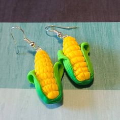 Corn on the Cob earrings Yellow Polymer Clay Earrings With Ear Wire, Yellow Nickel-free Earrings As Gift, Handmade Yellow Plug Earrings As Gift, Yellow Dangle Plug Earrings As Gift, Yellow Novelty Earrings With Ear Wire, Novelty Yellow Earrings With Ear Wire, Handmade Yellow Polymer Clay Earrings, Nickel-free Yellow Hoop Earrings As Gift, Yellow Handmade Novelty Jewelry