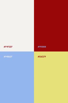 Color palette: Baby blue, red, off white and light yellow Red Color Palette Aesthetic, Red White Colour Palette, Yellow And Red Palette, Blue Red And Yellow Color Palette, Red Yellow Color Palette, Red Brand Color Palette, Red And White Color Palette