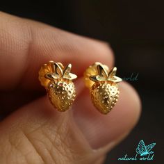 14k Gold Strawberry Studs Earrings, Gold Strawberry Studs Earrings, Dainty Small Strawberry Stud Earrings, Dainty Strawberry Studs Earrings 🌺Item Detail🌺 ♠️ Item Name : Strawberry Studs Earrings ♠️ Metal : 925 Silver  ♠️ Size : 12MM ♠️ Quantity: 1 Pair                                                                           🌊 *About Us: Natural World Jewelry* 🐚 At Natural World Jewelry, we're passionate about bringing the serene beauty of the ocean to your everyday life. Our artisanal jewel Cadmium-free 14k Gold Earrings As Gift, Cadmium-free Gold Plated Earrings For Gift, Hypoallergenic Yellow Gold Plug Earrings As Gift, Strawberry Nose, Studs Earrings Gold, Earrings Metal, Studs Earrings, Earrings Dainty, Gold Earrings Studs