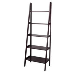 a tall black shelf with three shelves on each side and one section missing from the top