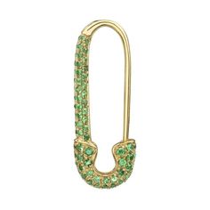 Tsavorite safety pin earring - Anita Ko Anita Ko Jewelry, Safety Pin Earring, Safety Pin Jewelry, Diamond Ear Cuff, Gold Hair Pin, Nail Jewels, Pin Earrings, Jewelry Design Drawing, Safety Pin Earrings