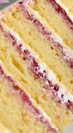 a close up of a slice of cake on a plate