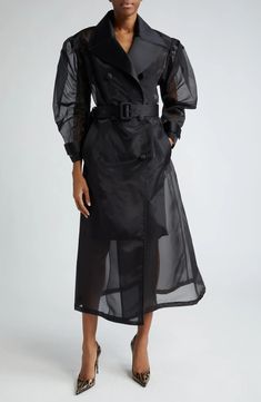 Dolce&Gabbana Puff Sleeve Sheer Trench Coat | Nordstrom Chic Outerwear With Sheer Long Sleeves, Chic Long Sleeve Outerwear With Sheer Sleeves, Designer Evening Outerwear With Button Cuffs, Spring Evening Double-breasted Outerwear, Double-breasted Belted Party Outerwear, Spring Evening Outerwear With Double-breasted Button, Chic Evening Outerwear With Double-breasted Button, Chic Evening Outerwear With Double-breasted Button Fastening, Chic Fall Outerwear With Sheer Sleeves