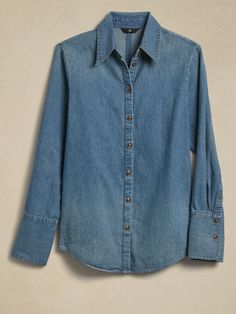 Reigh Denim Shirt | Banana Republic Jean Shirt, Casual Winter Outfits, The Seasons, Winter Casual, Denim Fabric, Classic Shirt, Parisian Style, Denim Shirt, Jean Shirts