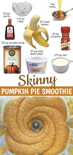 the ingredients for pumpkin pie are shown in this image, including bananas and other items