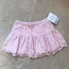 Brand New With Tags! Adorable Lined Light Pink Lace Skirt From Carters. Size 18 Months. Check My Closet For Other Items For Little Girls! Cute Pink Pants, Pink Lace Outfit, Pink Miniskirt, Pink Matching Set, Cute Clothes Pink, Skirts Aesthetic, Pink Skirt Outfit Aesthetic, Pink Clothing Aesthetic, Pink Skirts