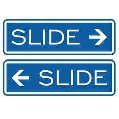 two blue street signs pointing to the left and right with an arrow pointing in opposite directions