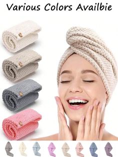 Hair Towel Wrap For Women, Microfiber Hair Towel Quick Drying Hair Wrap Anti Frizz Hair With Elastic Strap, For Wet Hair Reversible Hair Drying Towel Wrap For Curly Long Thick Hair Multicolor    Polyester Plain    Bathroom, size features are:Bust: ,Length: ,Sleeve Length: Hair Towel Turban, Hair Drying Towel, Towel Turban, Hair Towels, Hair Drying Cap, Anti Frizz Hair, Hair Towel Wrap, Hair Drying, Long To Short Hair