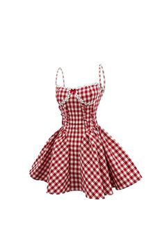 This vintage-inspired dress features a classic plaid pattern and delicate flower beads Material: Soft polyester-cotton blend Pattern: Classic plaid with ruffle accents Silhouette: Fitted A-line for a flattering shape Length: Mini dress Occasion: Perfect for parties, casual outings, or fairytale-inspired looks Red And White Plaid Dress, Plaid Halloween Costume, Christmas Mini Dress, Red Coquette Dress, Fruity Aesthetic, Cute Vintage Dresses, Red Plaid Outfit, Plaid Dress Outfit, Strawberry Clothes