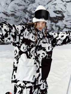 Hellystudio Panda Jacket - Unisex - Snowears- Jackets Black Outerwear For Snowboarding During Ski Season, Winter Techwear Windbreaker For Snowboarding, Techwear Windbreaker For Snowboarding In Winter, Sporty Long Sleeve Outerwear For Snow, Black Windproof Outerwear For Snowboarding, Techwear Long Sleeve Windbreaker For Skiing, Long Sleeve Techwear Windbreaker For Skiing, Black Hooded Windbreaker For Skiing, Black Windbreaker For Winter Skiing