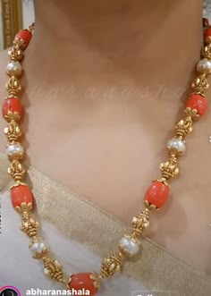 Coral Gold Bangles, Coral Sets In Gold, Coral Gold Necklace, Pagadalu Chains, Coral Beads Jewellery Indian, Gold Beads Necklace Indian, Coral Jewelry Indian Gold, Pearl Haram, Beaded Wedding Jewelry