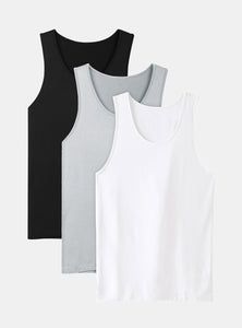 David Archy 3 Packs Crew Neck Tank Bamboo Aanti Sweat Black And White Undershirt Moisture-wicking Sleeveless Vest For Summer, Breathable Sleeveless Tank Top For Summer, Breathable Summer Tank Top, Black Gym Vest For Summer, High Stretch Sleeveless Summer Vest, Summer High Stretch Sleeveless Vest, Black Summer Gym Vest, Breathable Tank Vest For Summer, Breathable Tank Top Vest For Summer