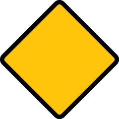 a yellow and black diamond shaped sign on a white background with no image to describe