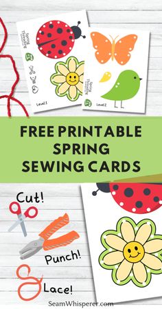 the free printable spring sewing cards are perfect for kids to use in their crafts