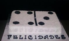 a white cake with black polka dots and the words fielddades written on it