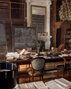 an old fashioned library with many books on it