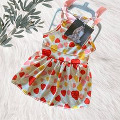 Dress Your Sweet Pup In Style! Size: Small A: Suggested Weight Up To 15 Ibs B: Back Length 11.5 In C: Girth 15 In Playful Fitted Heart Print Dress, Playful Pink Heart Print Dress, Playful Fitted Dress With Heart Print, Casual Sleeveless Heart Print Dress, Red Sleeveless Dress With Heart Print, Cute Red Sleeveless Sundress, Red Fitted Dress For Playdate, White Cotton Dress With Heart Print, Cute Heart Print Dresses For Spring