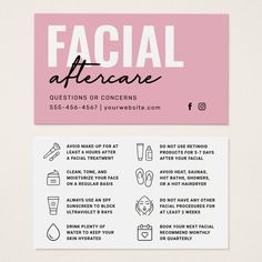 Facial Aftercare Instructions, Esthetician Needs, Esthetician Study Notes, Facial Aftercare, Esthetician Inspiration, Esthetician Quotes, Facial Procedure, Home Beauty Salon, Skin Care Specialist