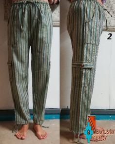 Amazing trousers made from real soft and airy cotton. Very comfortable for travelling - loose and light. Flexible waist -inside flexible rubber. Down of each leg - elasticated band. SIZE S WAIST STRETCH UP TO 36 INCH INSIDE LEG 24 INCH OUTSIDE LEG 36 INCH Cotton Striped Beach Pants, Striped Cotton Beach Pants, Casual Striped Cotton Harem Pants, Bohemian Striped Cotton Pants, Green Cotton Harem Pants For Yoga, Green Hippie Yoga Pants, Cotton Trousers, Red Green Yellow, Fabric Gifts