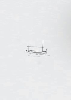 a drawing of a boat in the water on a white surface with no people around it