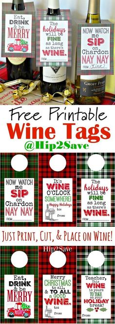 free printable wine tags are perfect for any holiday party or christmas celebration, and can also be used as gift tags