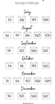 the printable savings calendar for november and december