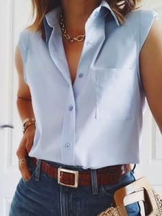 Cheap Blouses and Shirts, Fashion Blouses and Shirts Online for Sale - stylewe Sleeveless Shirts For Women, Sleeveless Work Blouse, Buy Blouse, Sleeveless Shirts, Elegant Outfits, Sleeveless Blouse, Summer Outfit, Work Outfit, Blouse Designs