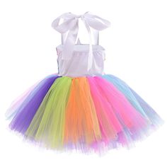 Multicolor Fairy Dress For Dress-up, Whimsical Rainbow Princess Dress For Dress-up, Playful White Princess Dress For Dress-up, White Princess Dress For Summer Costume Party, Princess Style Multicolor Tutu Dress For Playtime, Summer Party Princess Dress With Unicorn Print, Pink Princess Dress With Unicorn Print For Spring, Summer Princess Dress With Unicorn Print For Party, Playful Multicolor Princess Dress For Party